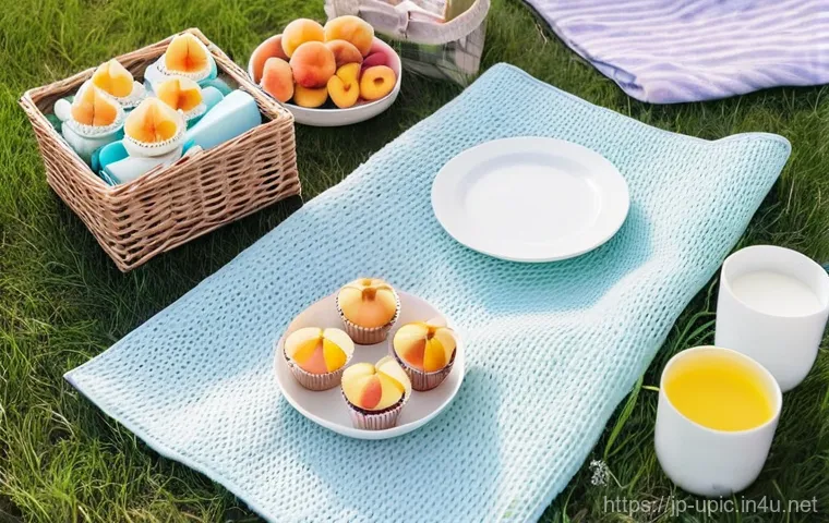 이색피크닉 요가 매트 활용법 - **A Cozy and Inviting Yoga Mat Picnic in a Park:**
    A vibrant, sun-drenched scene of an outdoor p...