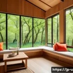 이색피크닉 피크닉 하우스 - A cozy picnic house nestled in a lush green forest during springtime, featuring a sturdy roof and tr...